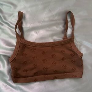 extra small, extra cropped mushroom printed shirt.